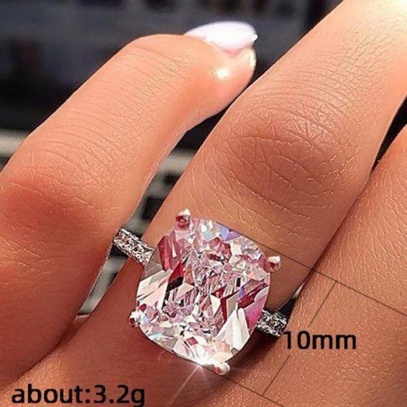 NEW 8 CT 925 Sterling Silver Cushion Diamond Ring - Picture 5 of 5